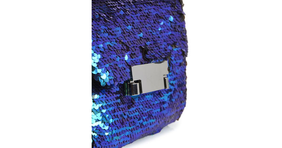 Lyst Top Sequin Crossbody Bag Blue In
