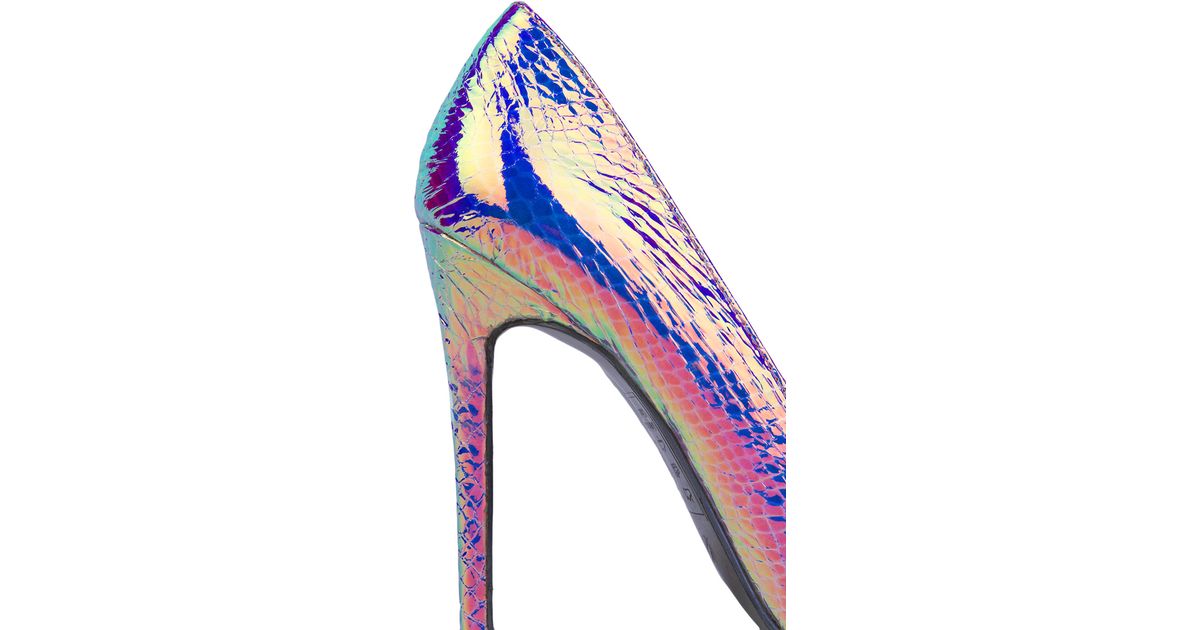 iridescent snakeskin heels