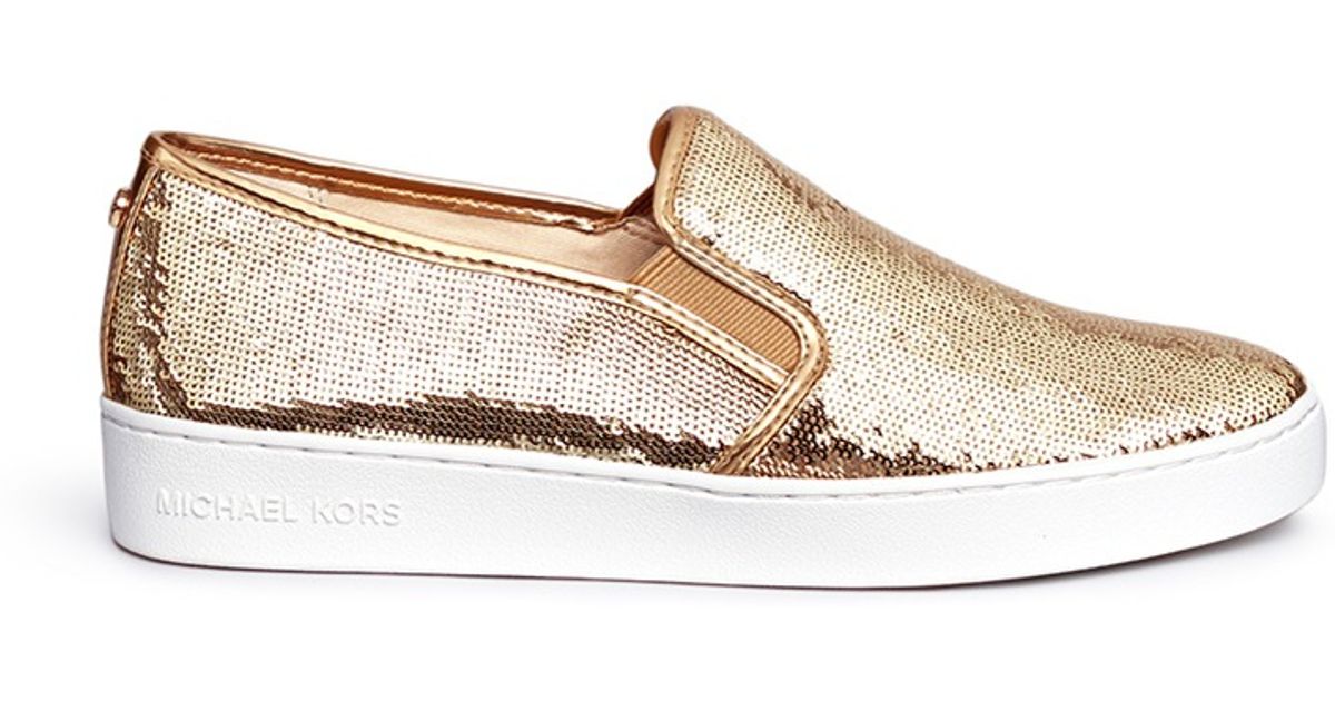 michael kors gold slip on shoes