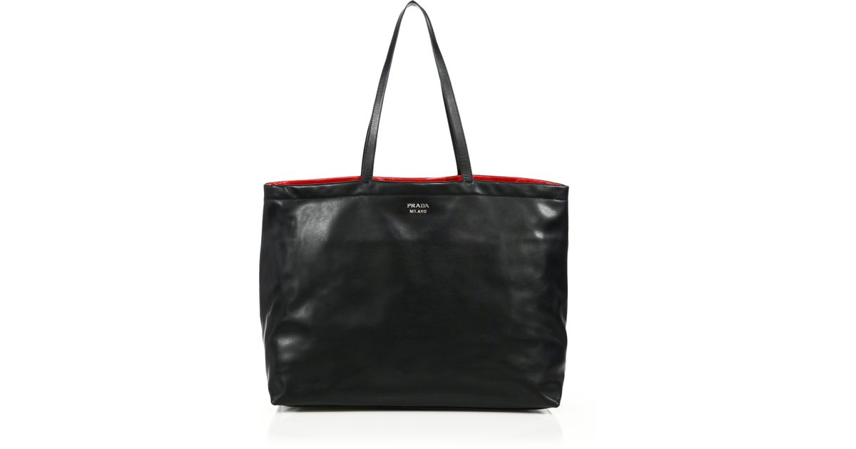 Lyst Prada Soft Calf Reversible Tote In Black