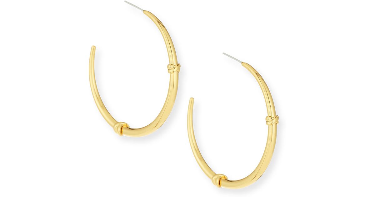 Lyst Tory Burch Wred Horn Shaped Hoop Earrings In Metallic