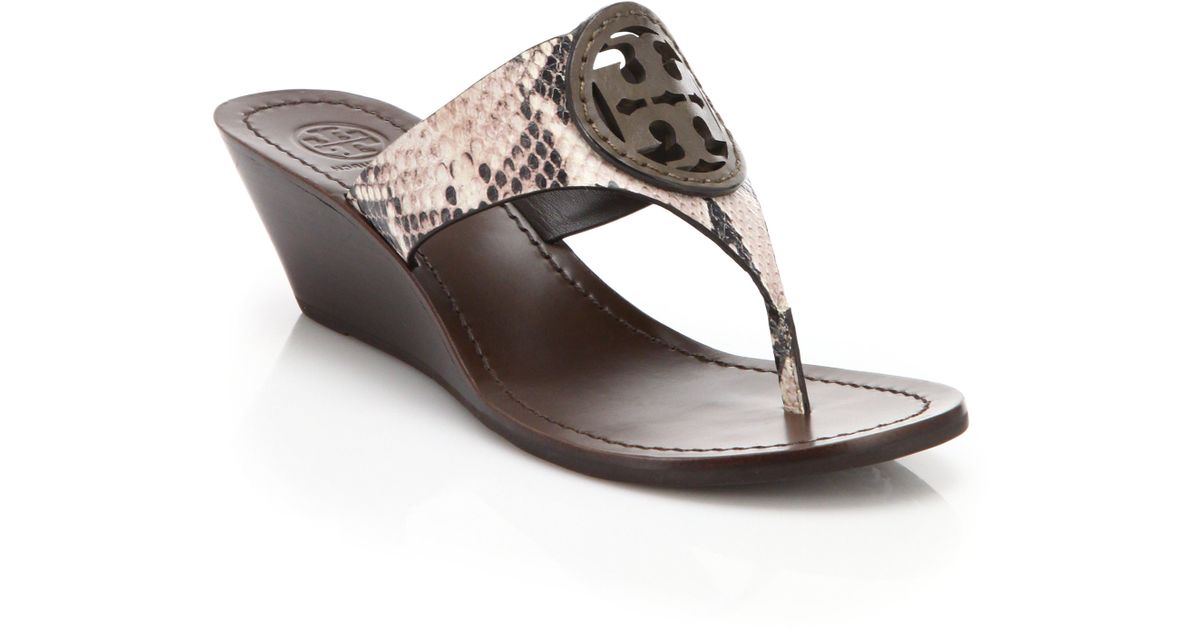 snakeskin thong sandals