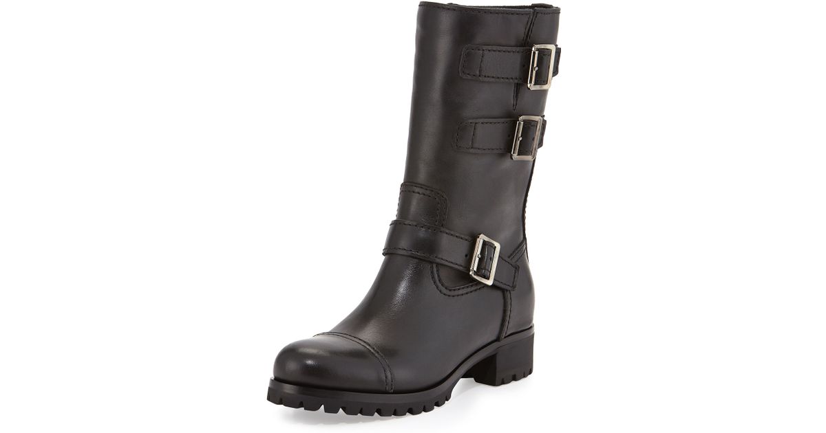prada triple buckle combat boot