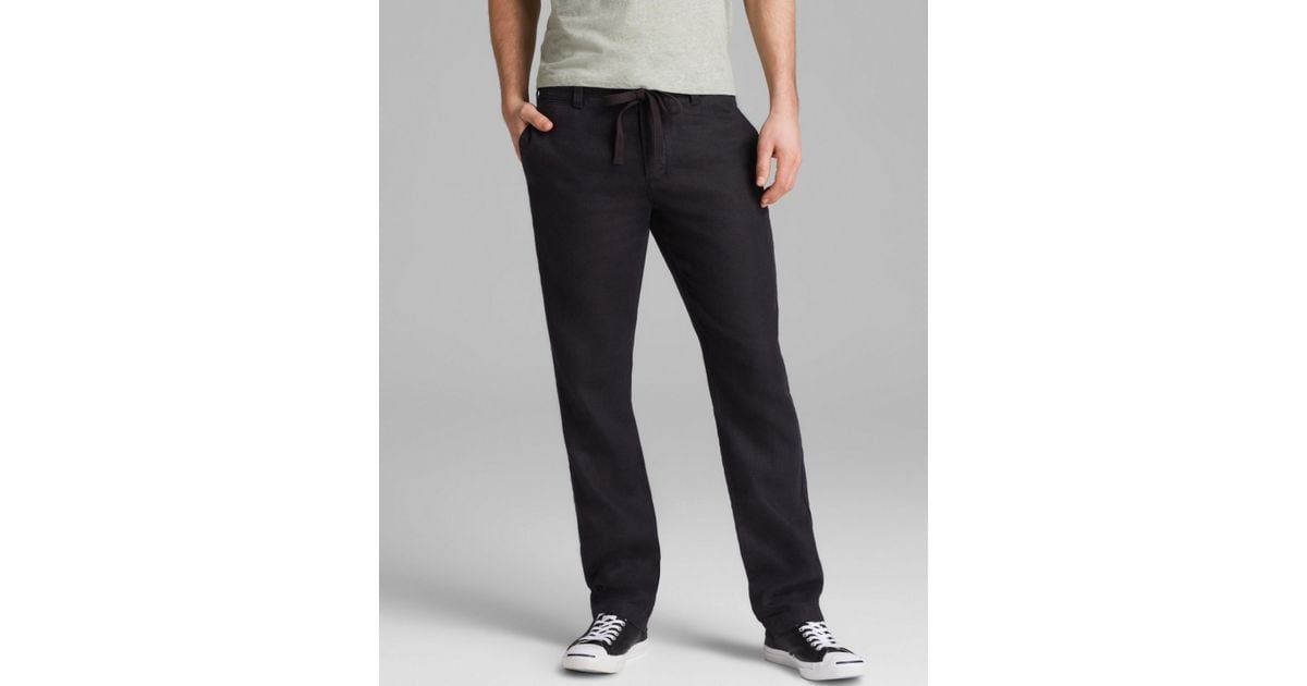 Vince Linen Drawstring Pants in Black for Men Lyst