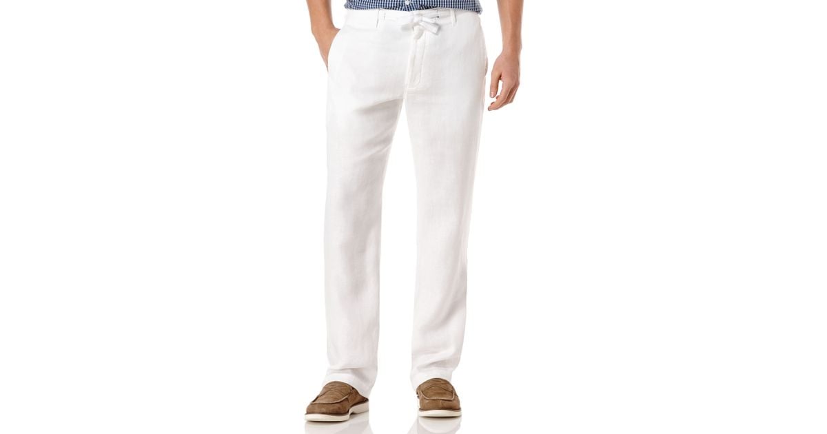 NWT Men/'s Perry Ellis Natural Linen Drawstring Pants