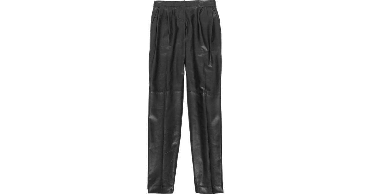 Lyst - Balmain Leather Straight-leg Pants in Black