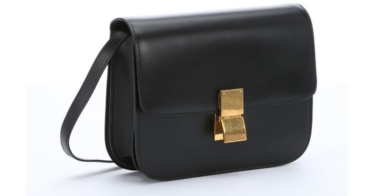 Lyst Céline Black Leather Medium 'Classic Box' Shoulder Bag in Black
