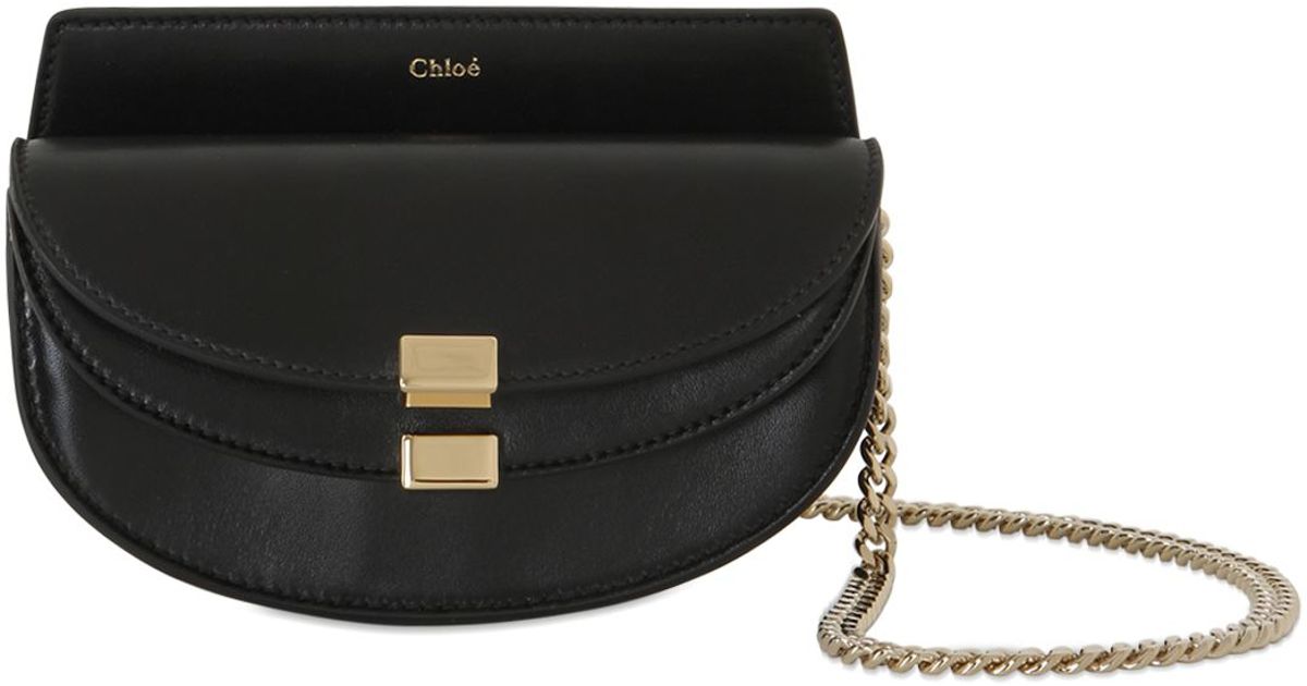 Chlo Nano Georgia Nappa \u0026amp; Smooth Leather Bag in Black | Lyst  