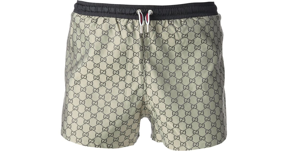 Gucci Geometric Pattern Swim Shorts in Natural for Men - Lyst