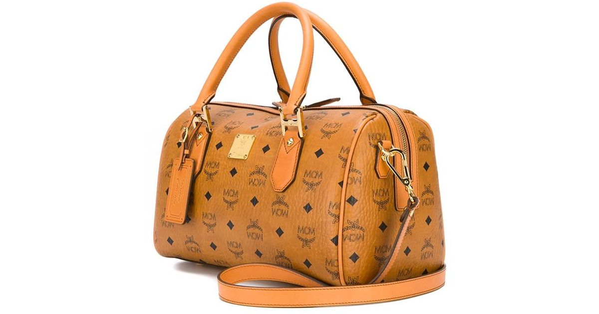 Mcm Logo Bowling Tote Bag In Natural Lyst