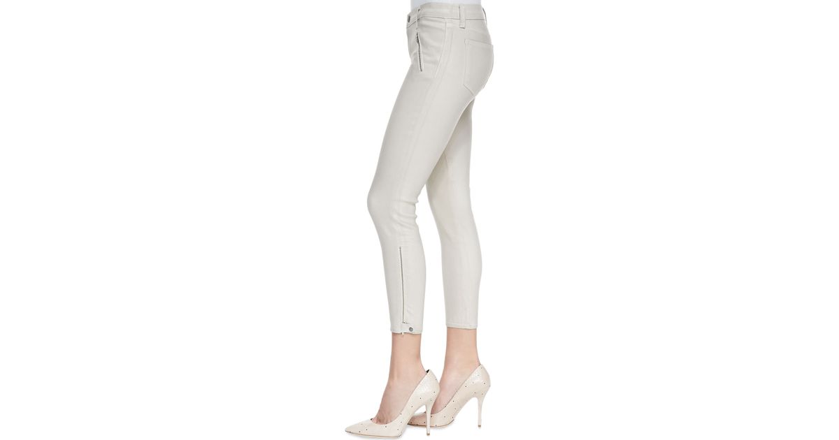 coated white jeans