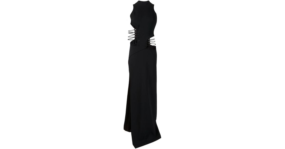 Mugler Cut Out Evening Dress In Black Lyst - roblox tennis skirt template
