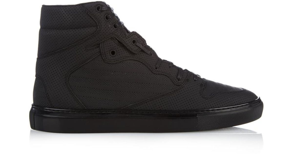 Balenciaga Monochrome Perforated High-Top Trainers in Black for Men - Lyst