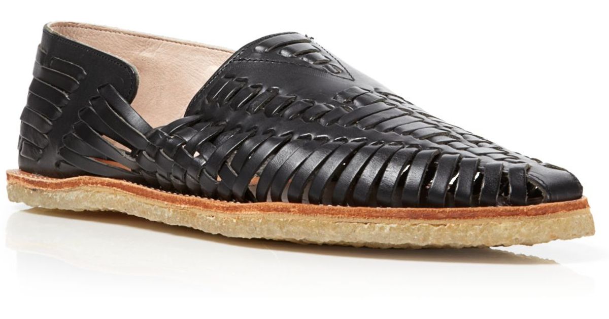 TOMS Huarache Woven Leather Loafers in Black for Men - Lyst