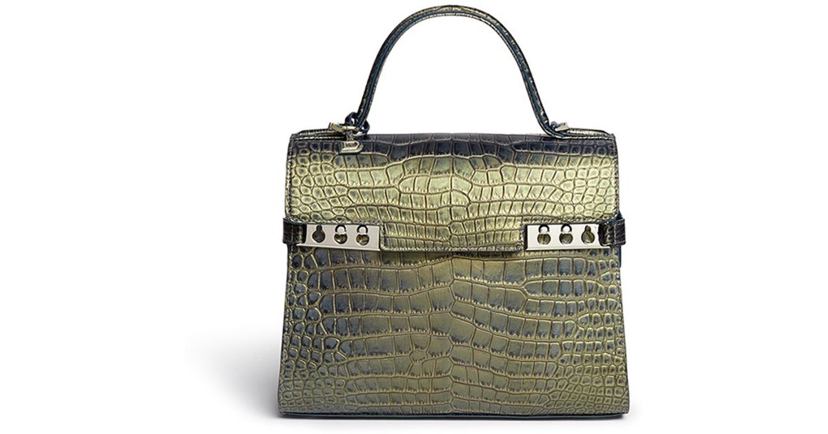 Lyst Delvaux Le Tempête Mm Crocodile Leather Bag In Blue
