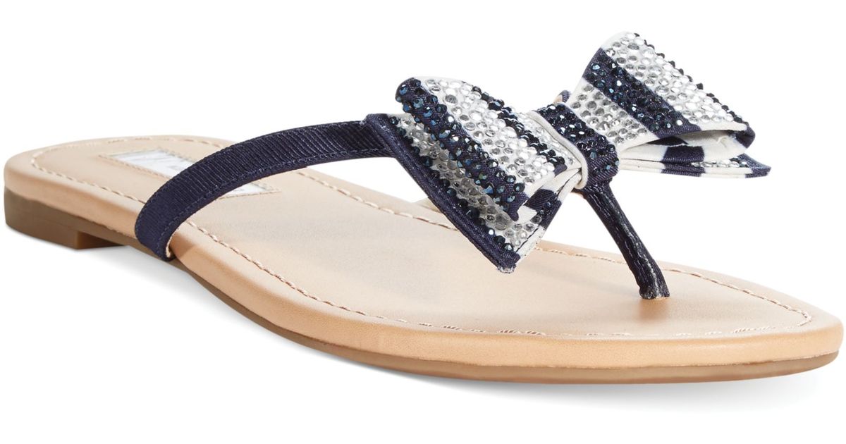 INC International Concepts Womens Maey Bow Thong Sandals in Navy Stripe (Blue) | Lyst