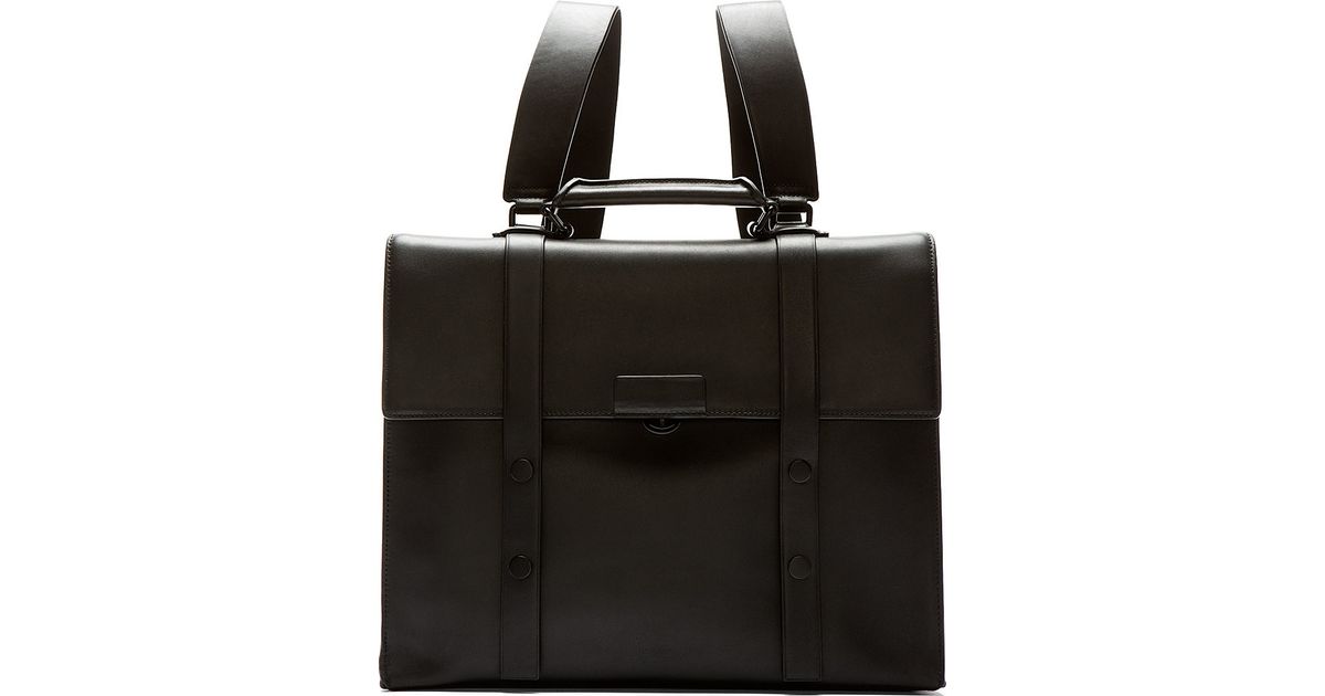 black leather satchel backpack