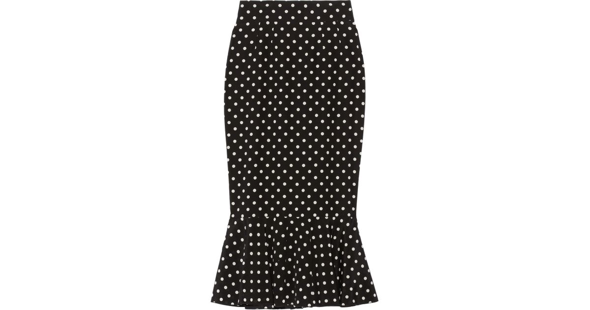 Dolce & Gabbana Polkadot Stretchsilk Pencil Skirt in Black | Lyst