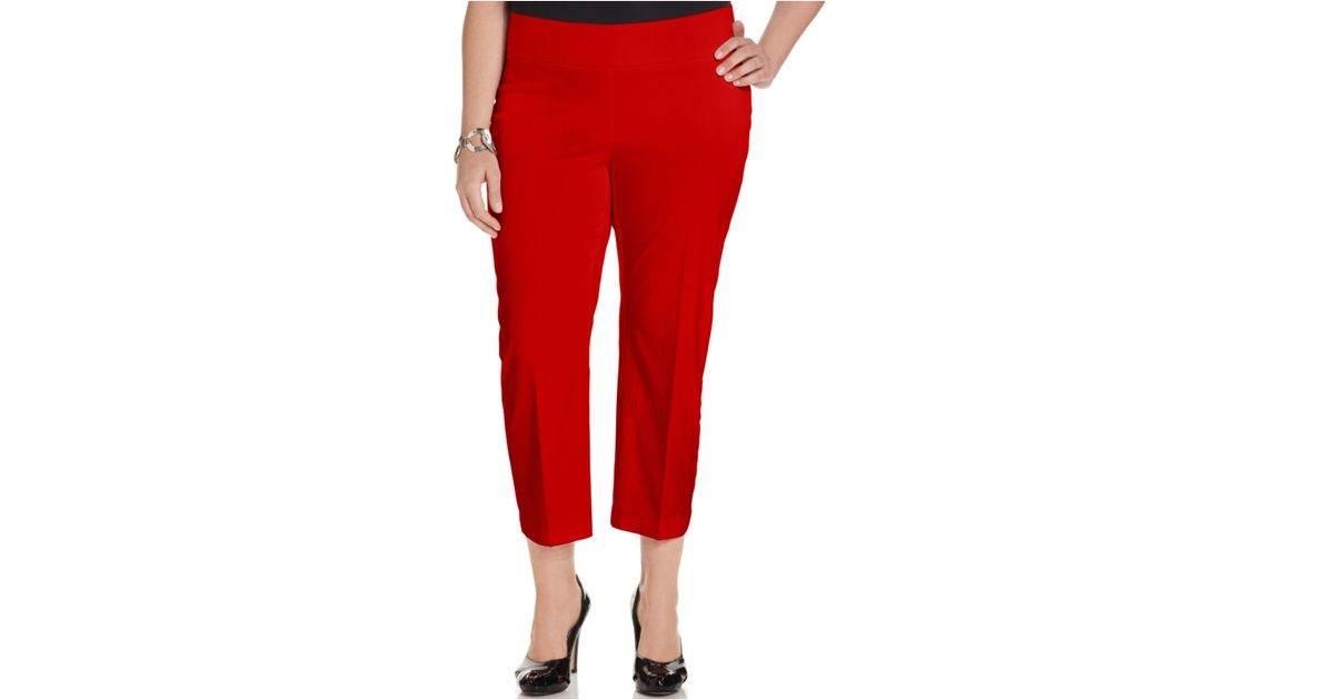 plus size red capris