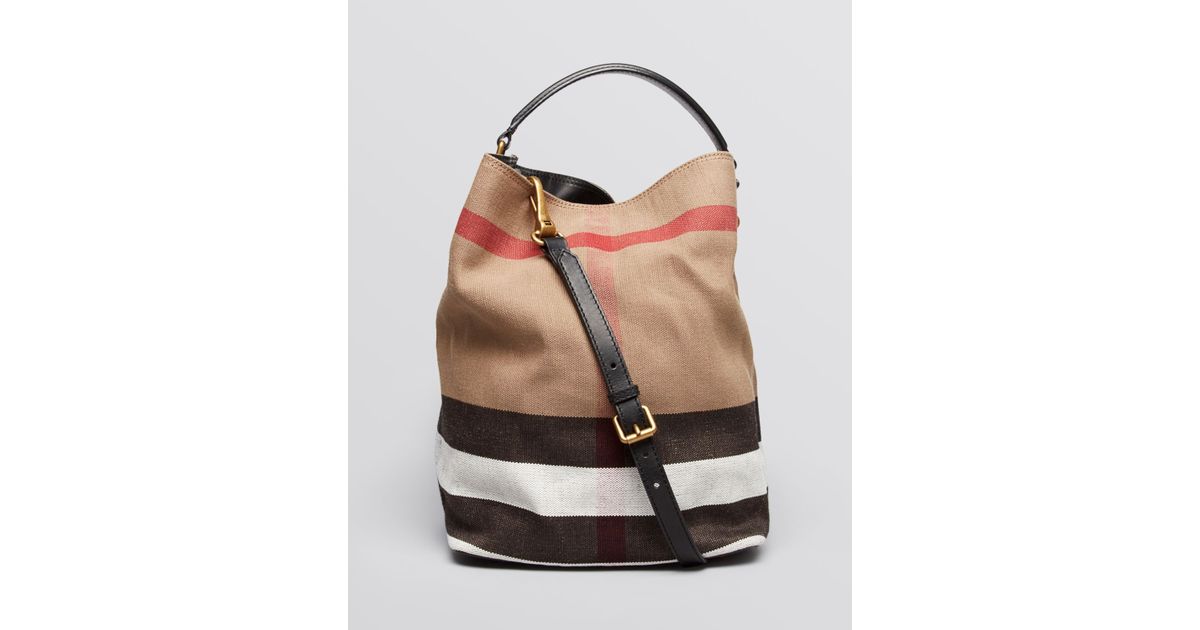 Burberry Canvas Check Medium Ashby Hobo in Brown | Lyst