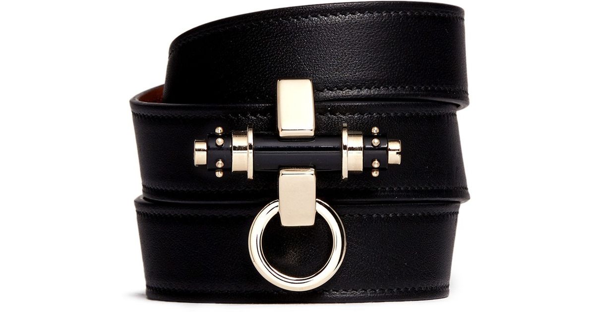 Givenchy 'obsedia' Stud Triple Wrap Leather Bracelet in Black - Lyst