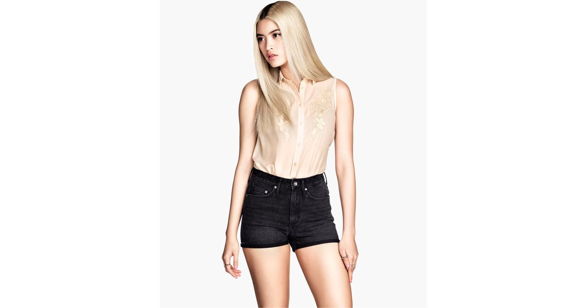 h&m black jean shorts