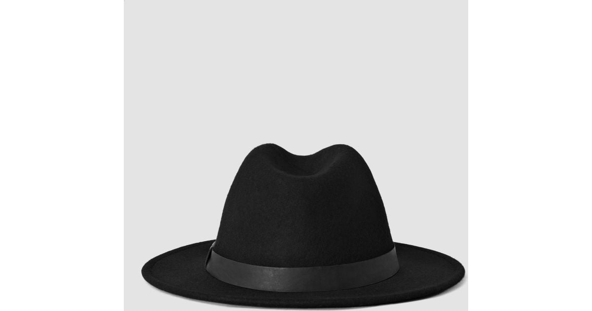 AllSaints Bronson Leather Fedora Hat in Black for Men Lyst