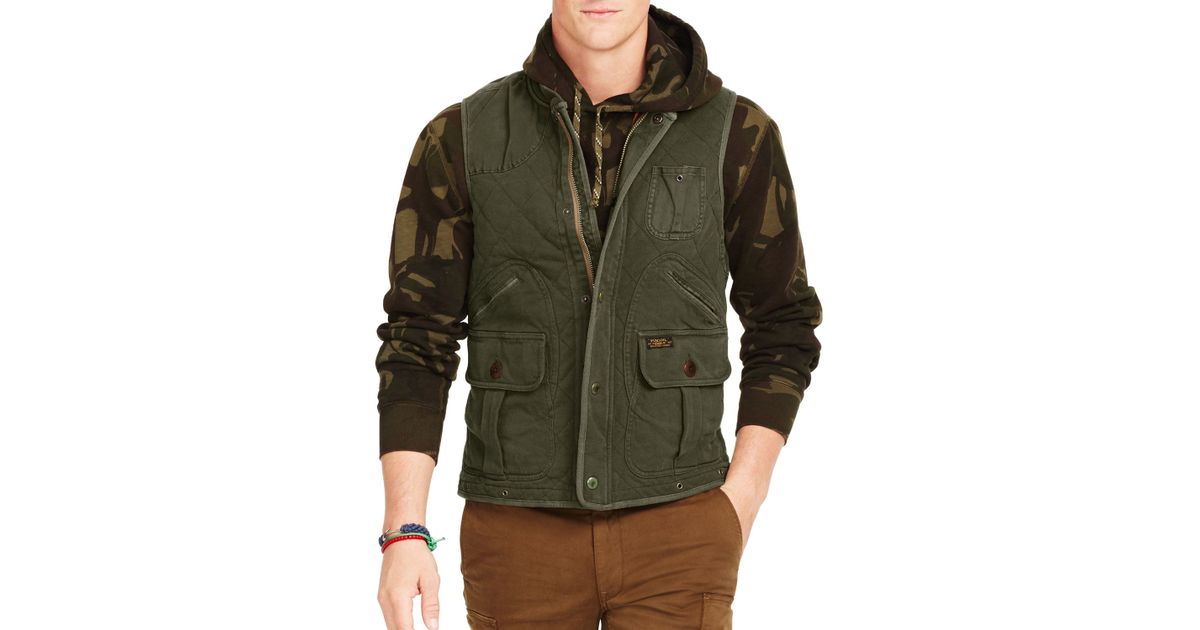 Ralph Lauren Cotton Polo Quilted Utility Vest in Green for Men | Lyst
