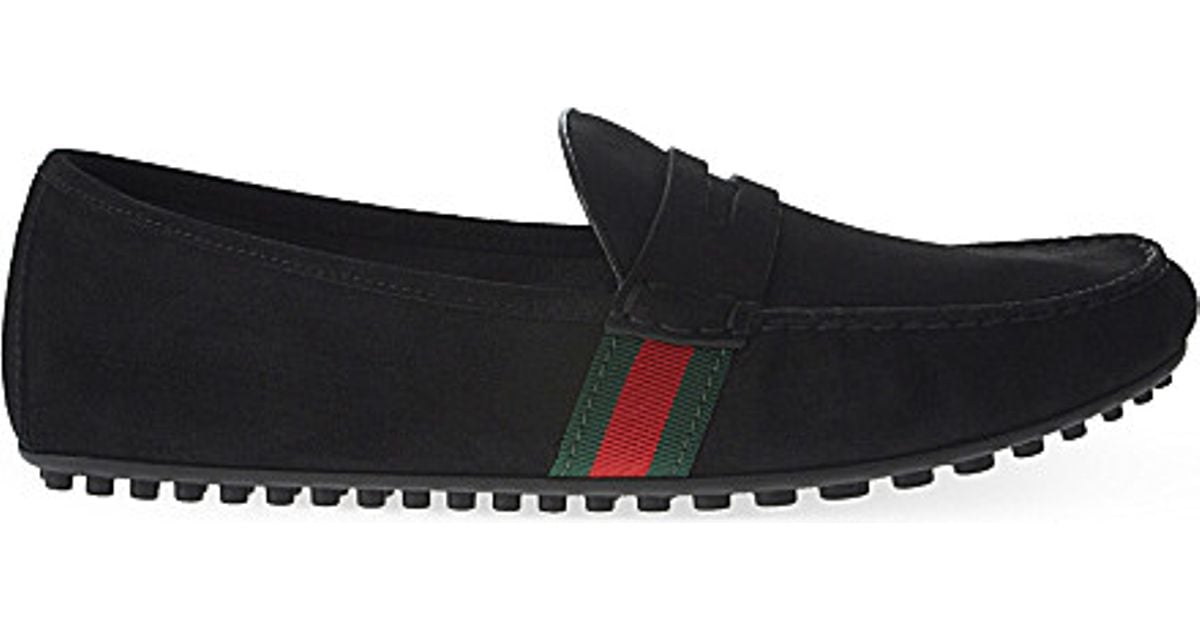 Gucci Kanye Suede Web Driving Shoes in Black for Men | Lyst