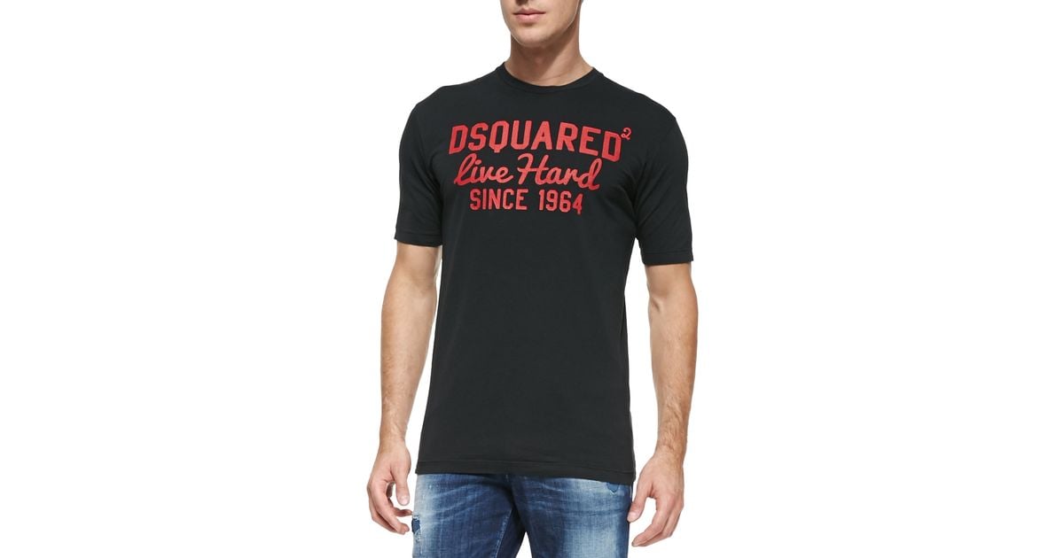 DSquared² Logo Live Hard Tshirt Black 