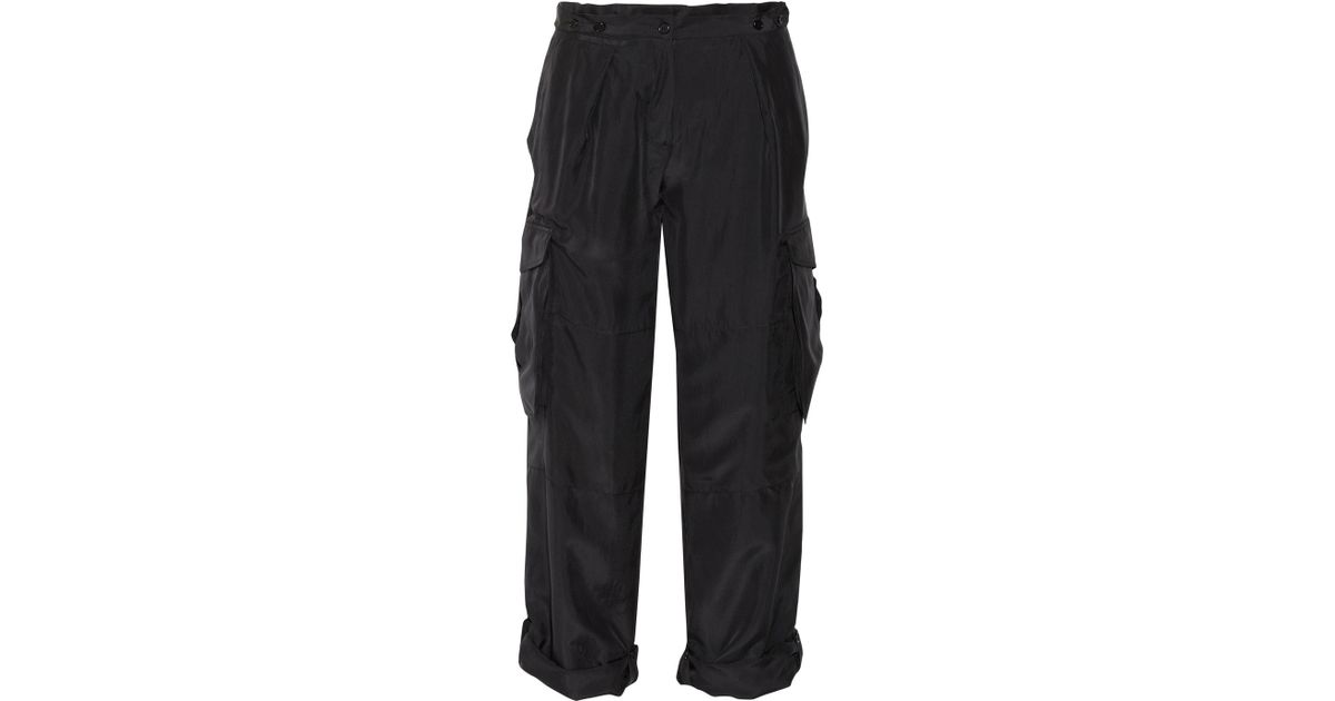 black silk cargo pants