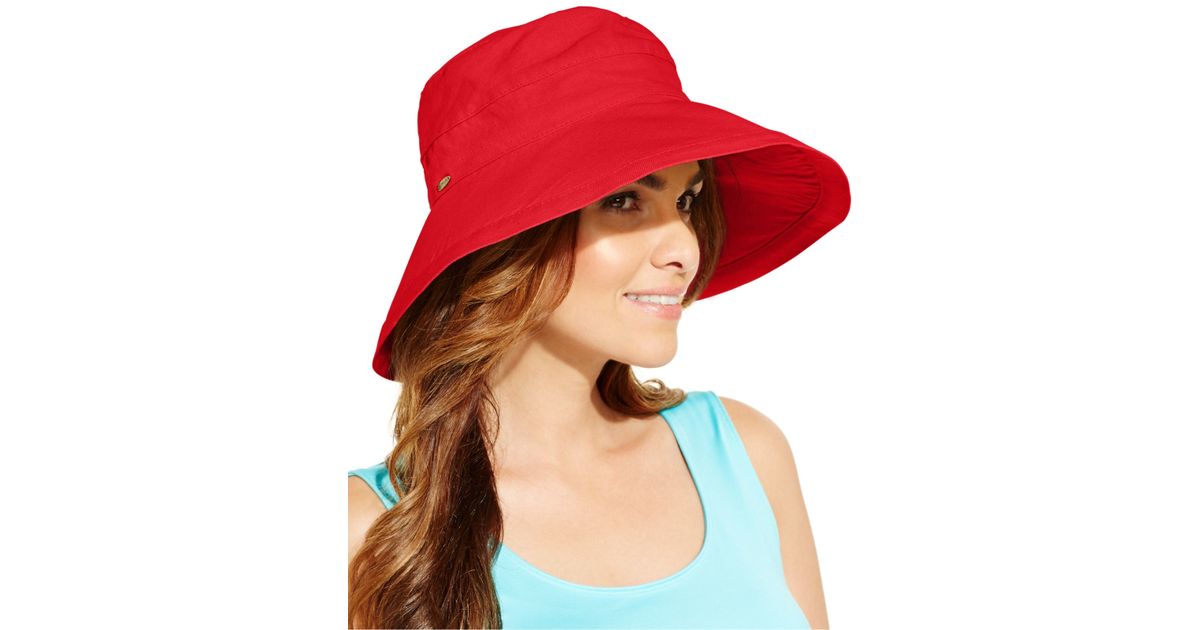 Scala Cotton Big Brim Sun Hat in Red Lyst
