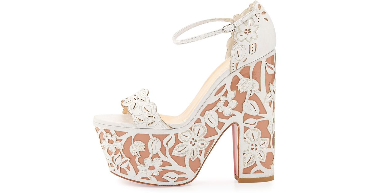 christian louboutin white wedges