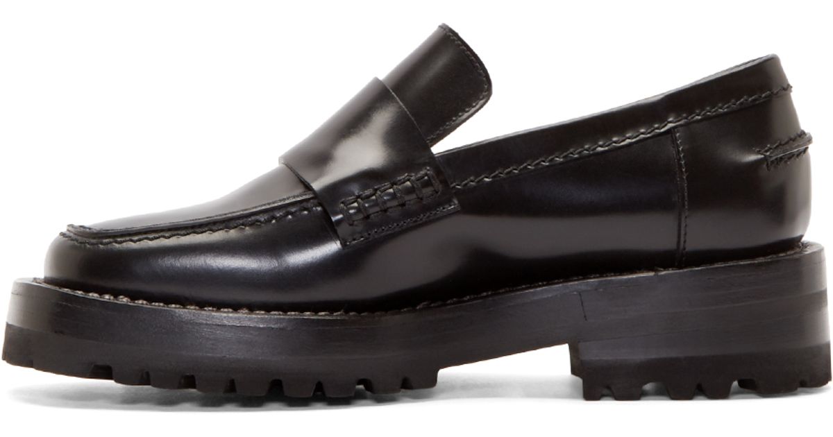 Marni Black Leather Platform Loafers in Black | Lyst