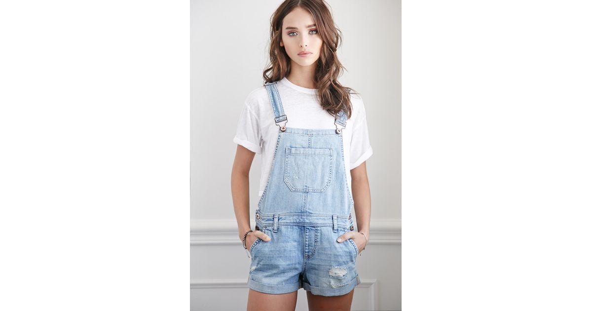 blue overall shorts