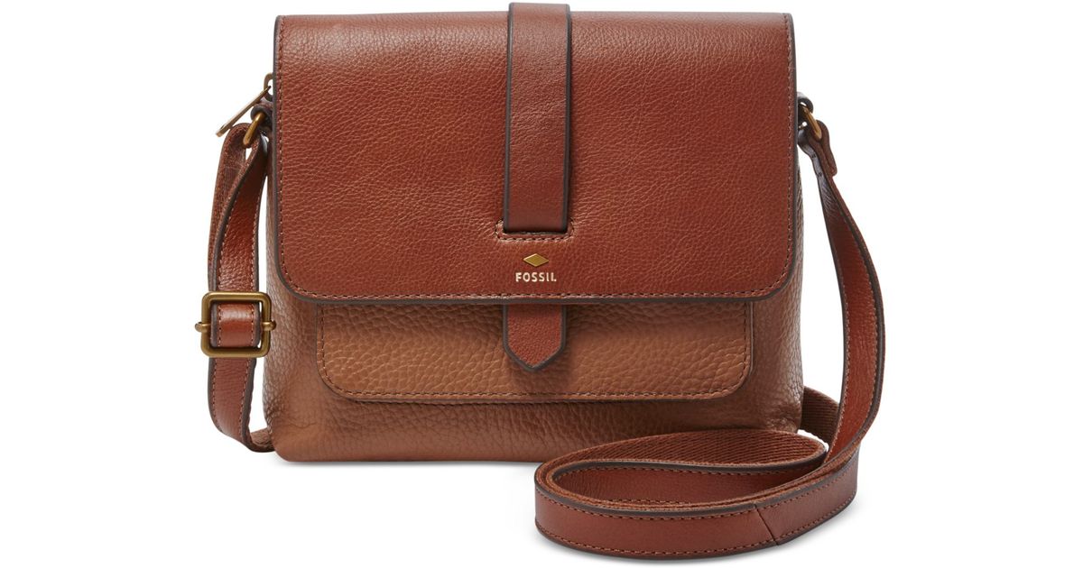 Fossil Kinley Leather Small Crossbody in Brown | Lyst
