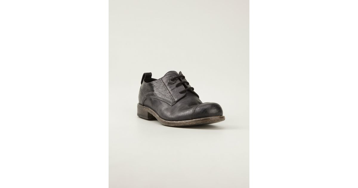 Diesel Black Gold Distressed Oxford Shoes in Black for Men