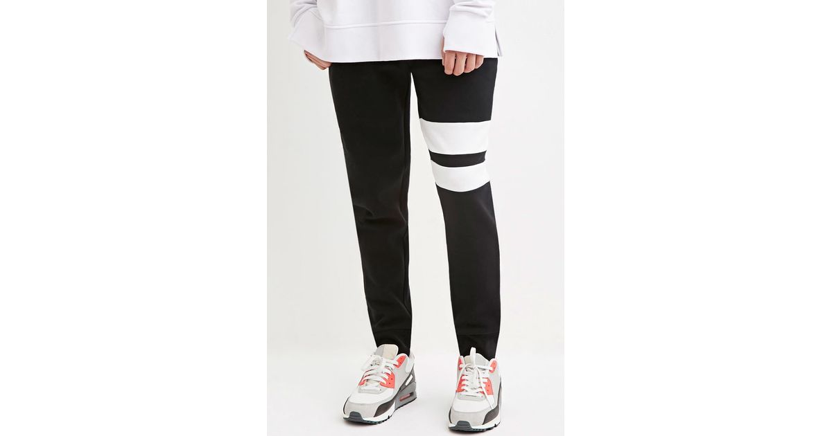 black and white striped joggers mens