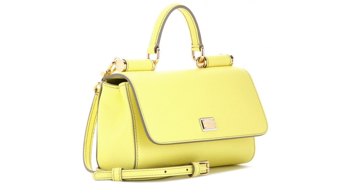 Dolce & Gabbana Mini Miss Sicily Leather Shoulder Bag in Yellow | Lyst
