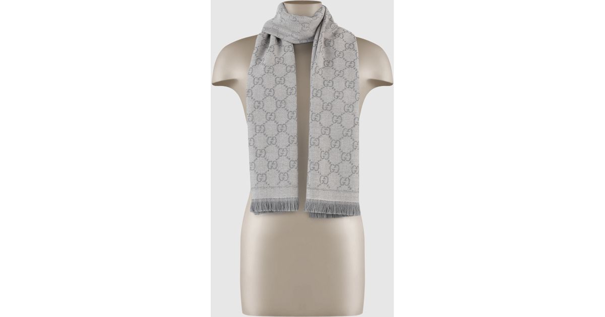 gg jacquard pattern knitted scarf