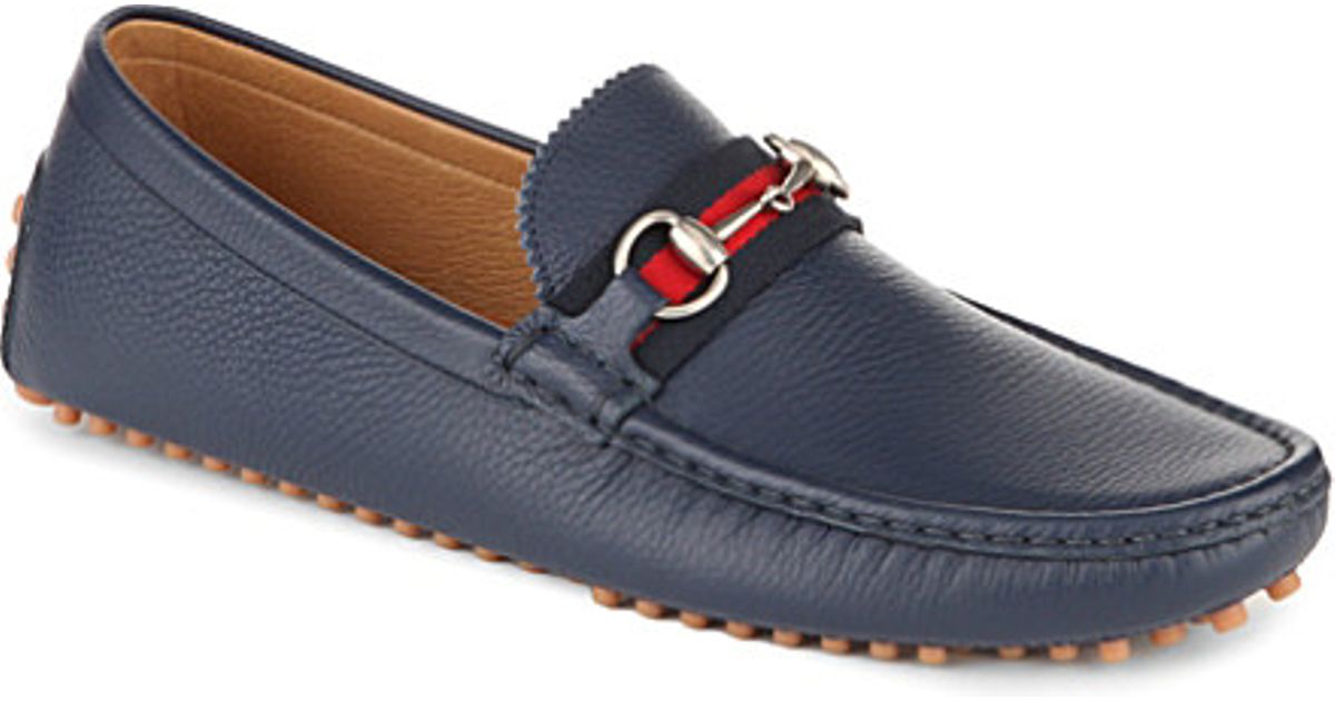 Gucci Leather Driving Shoes in Blue for Men (Navy) Lyst