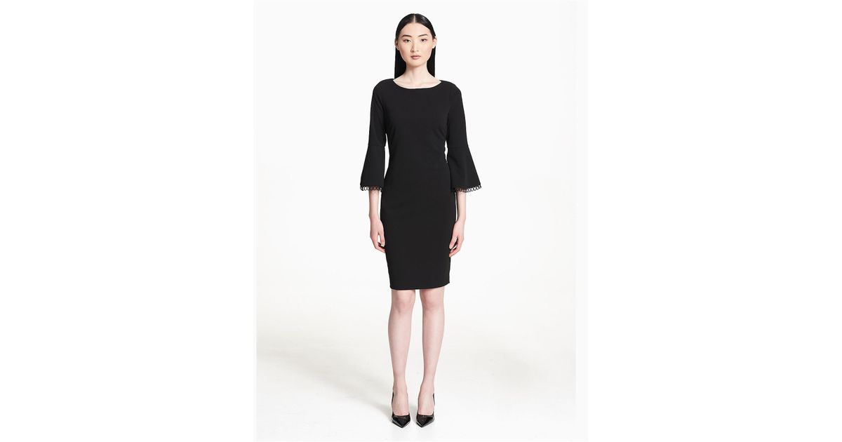 calvin klein lace bell sleeve sheath dress