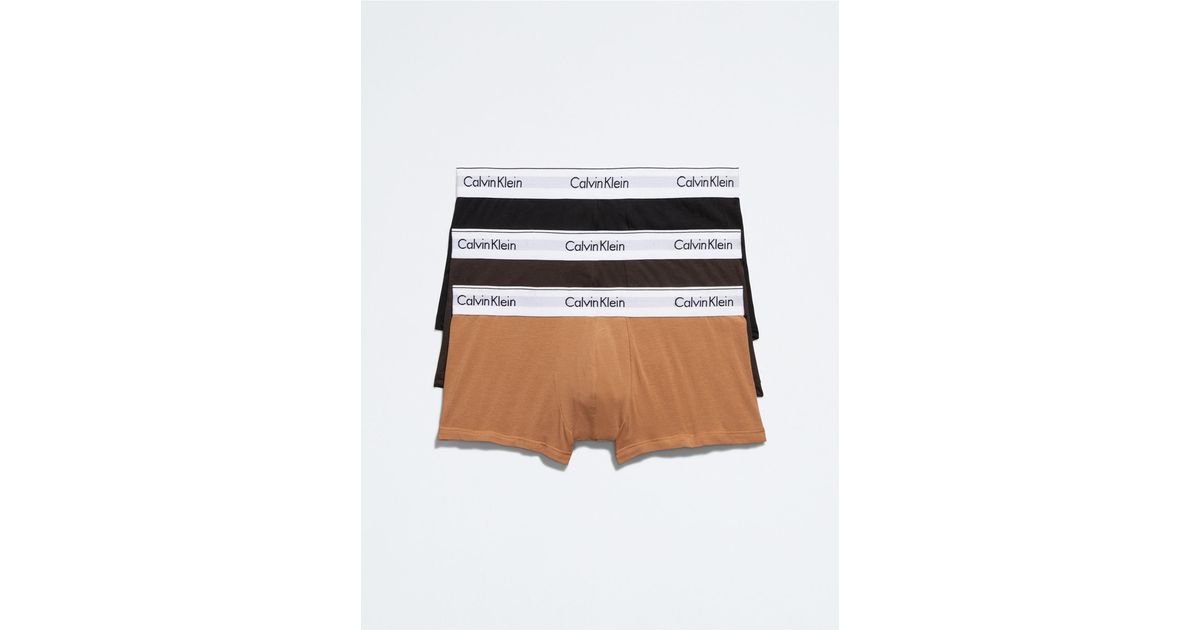 Calvin Klein Modern Cotton Stretch Naturals 3-pack Low Rise Trunk in White  for Men