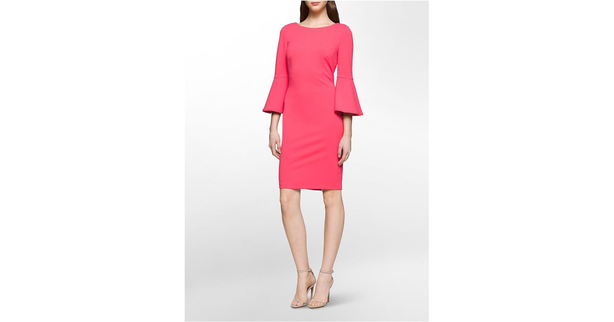 calvin klein pink bell sleeve dress