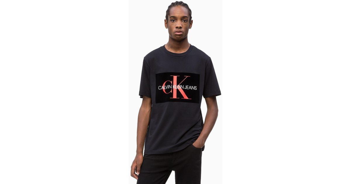 calvin klein flock logo t shirt