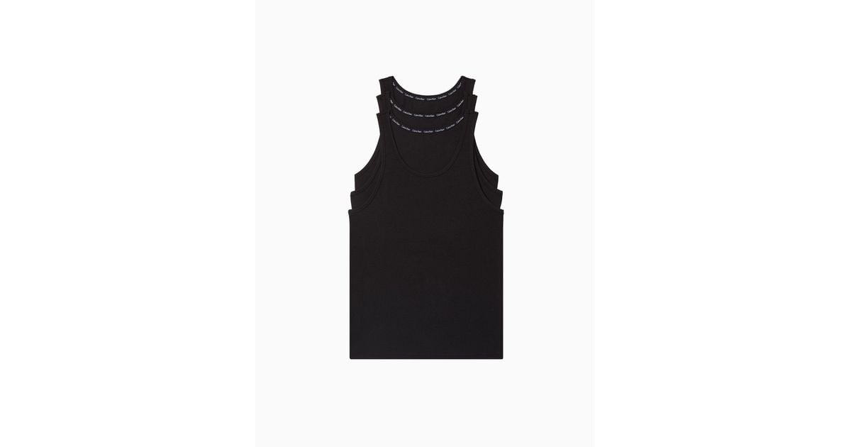 Calvin Klein Modern Cotton Stretch 3-pack Tank Top in Black for Men