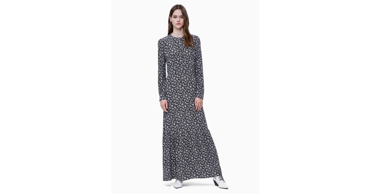 calvin klein floral long dress