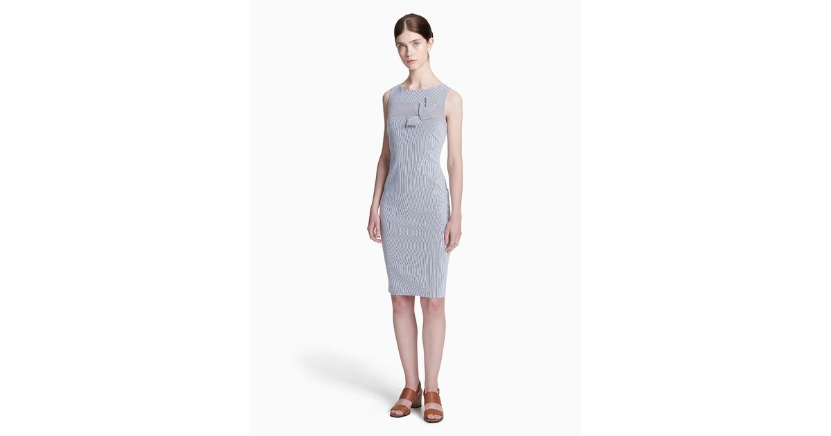 calvin klein blue white striped dress