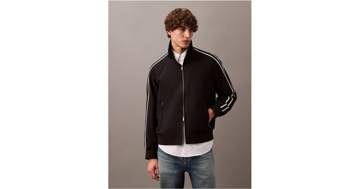 Calvin Klein Relaxed Track Jacket in Black for Men | Lyst