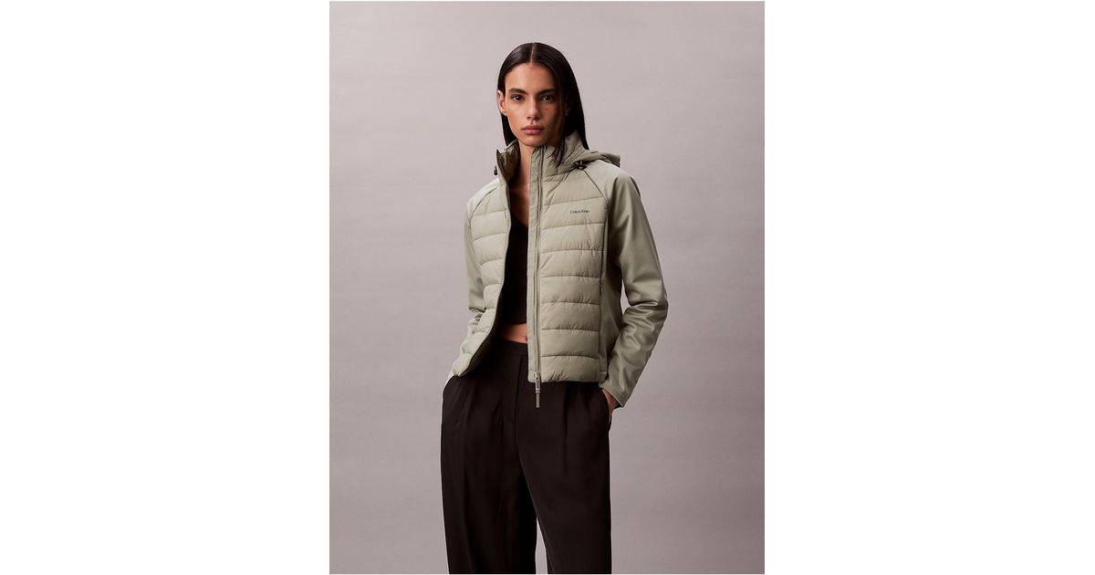 Calvin Klein Mixed Media Puffer Jacket | Lyst